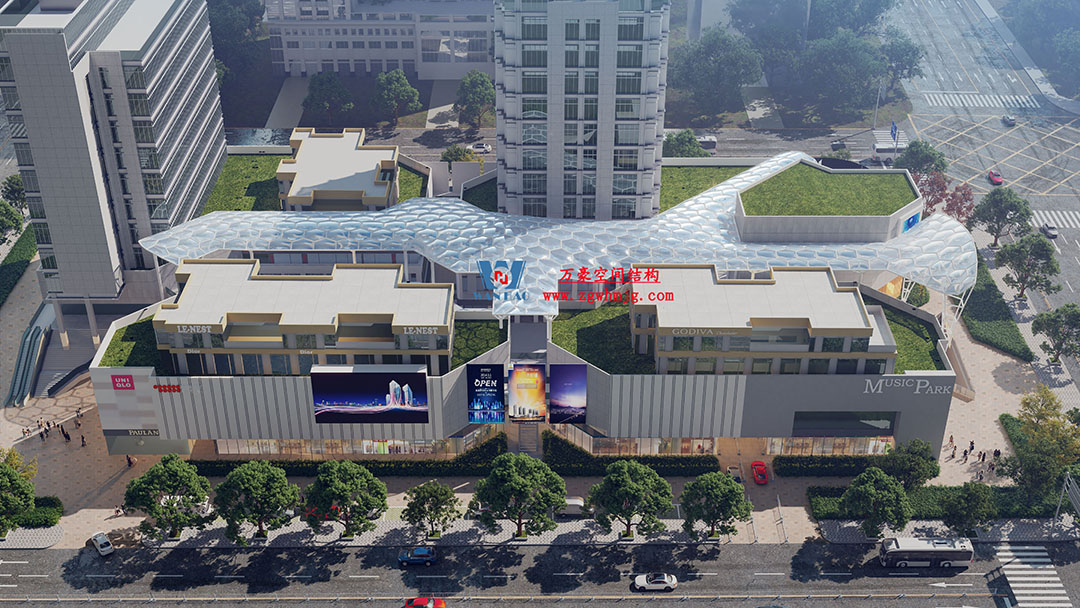 已完工，這個ETFE氣枕商業(yè)天幕閃亮登場！